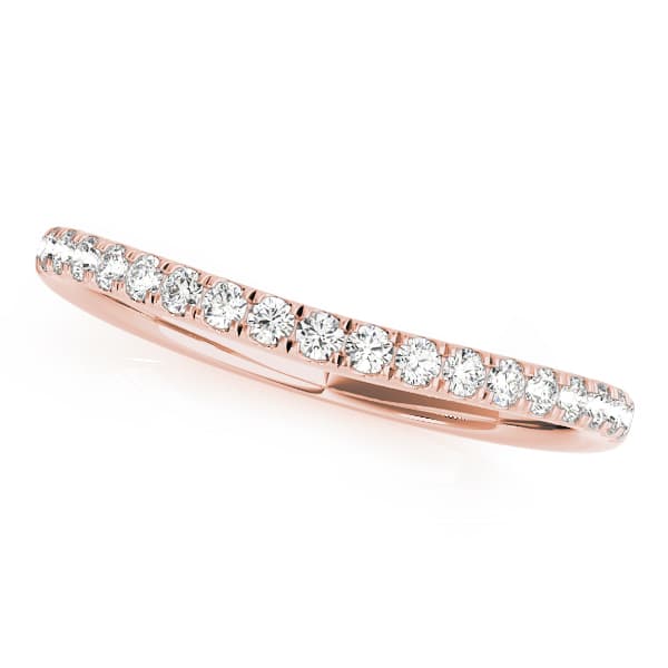 Prong Set Wedding Band (1/8 ct. tw.), Front view in rose gold