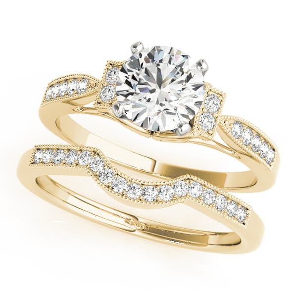 Engagement Ring, style 50857, On hand view in yellow gold