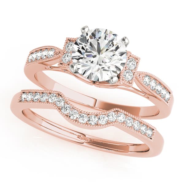 Engagement Ring, style 50857, On hand view in rose gold