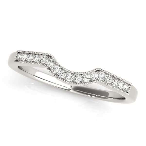 Prong In Channel Milgrain Curved Wedding Band — View 1