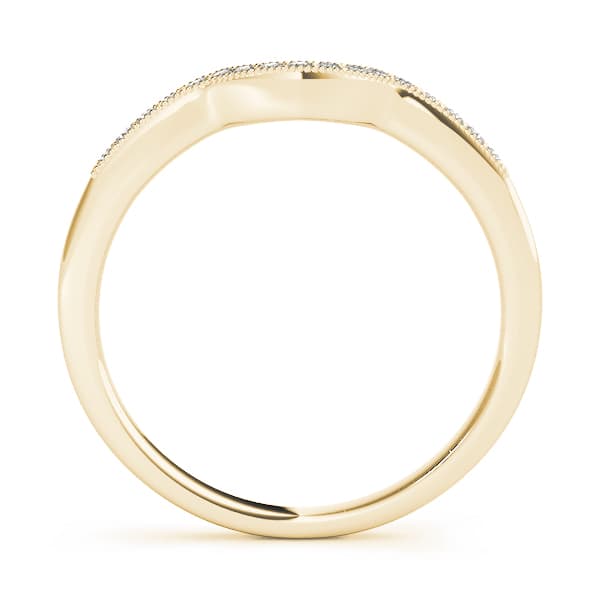 Prong In Channel Milgrain Curved Wedding Band (1/8 ct. tw.), Side view in yellow gold