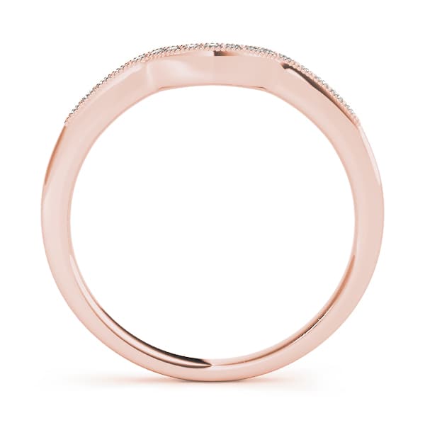 Prong In Channel Milgrain Curved Wedding Band (1/8 ct. tw.), Side view in rose gold