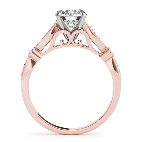 Vintage Inspired Milgrain Edge Engagement Ring, style 50858, Side view in rose gold