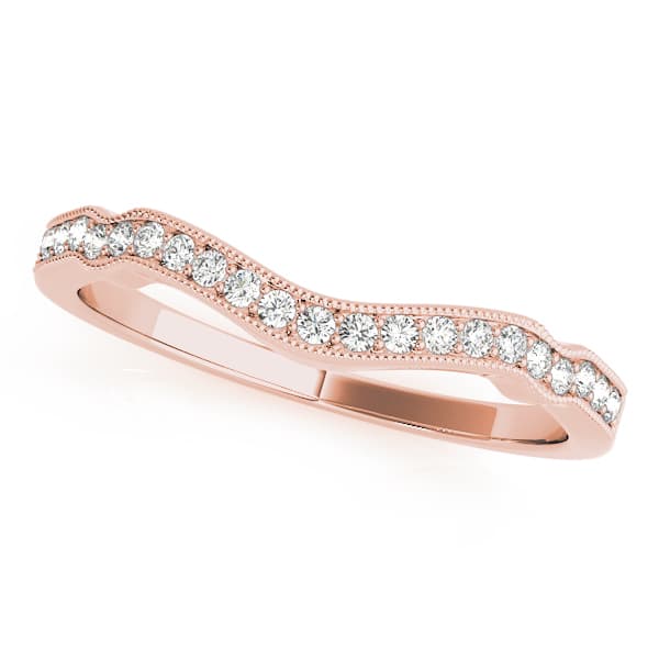 Curved Milgrain Diamond Wedding Band (0.16 ct. tw.), Front view in rose gold