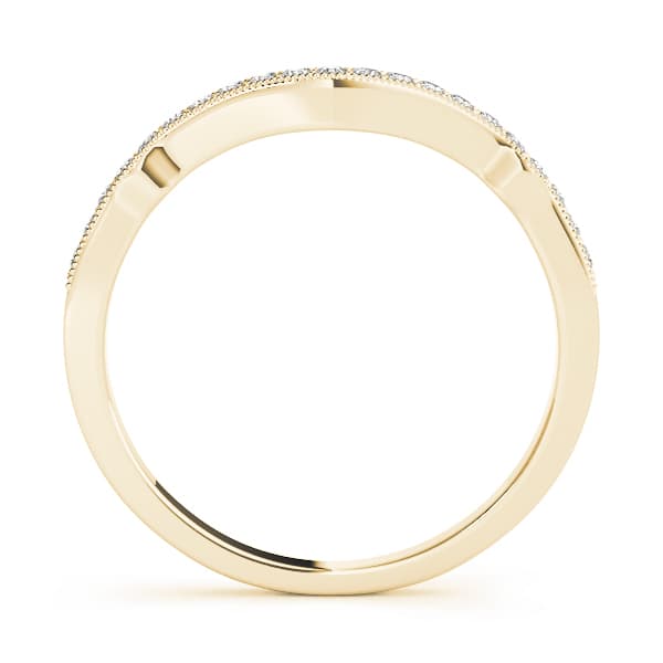 Curved Milgrain Diamond Wedding Band (0.16 ct. tw.), Side view in yellow gold