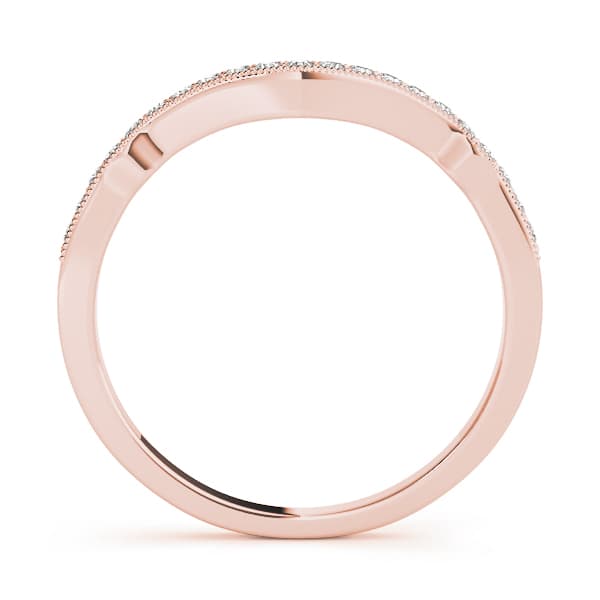 Curved Milgrain Diamond Wedding Band (0.16 ct. tw.), Side view in rose gold
