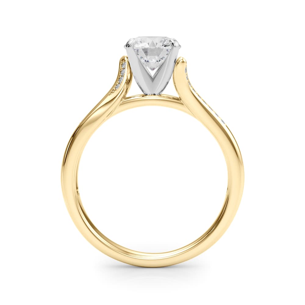 Solitaire Cathedral Engagement Ring, style 50859, Side view in yellow gold