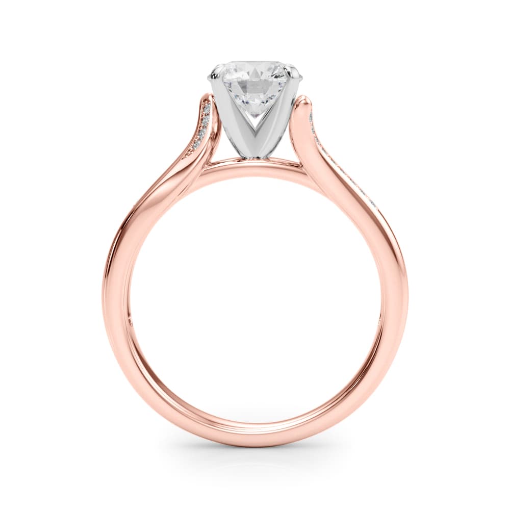 Solitaire Cathedral Engagement Ring, style 50859, Side view in rose gold