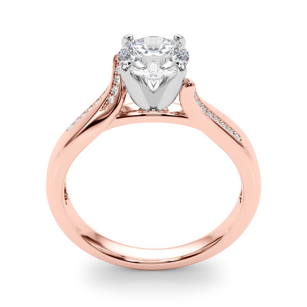 Solitaire Cathedral Engagement Ring, style 50859, Top view in rose gold