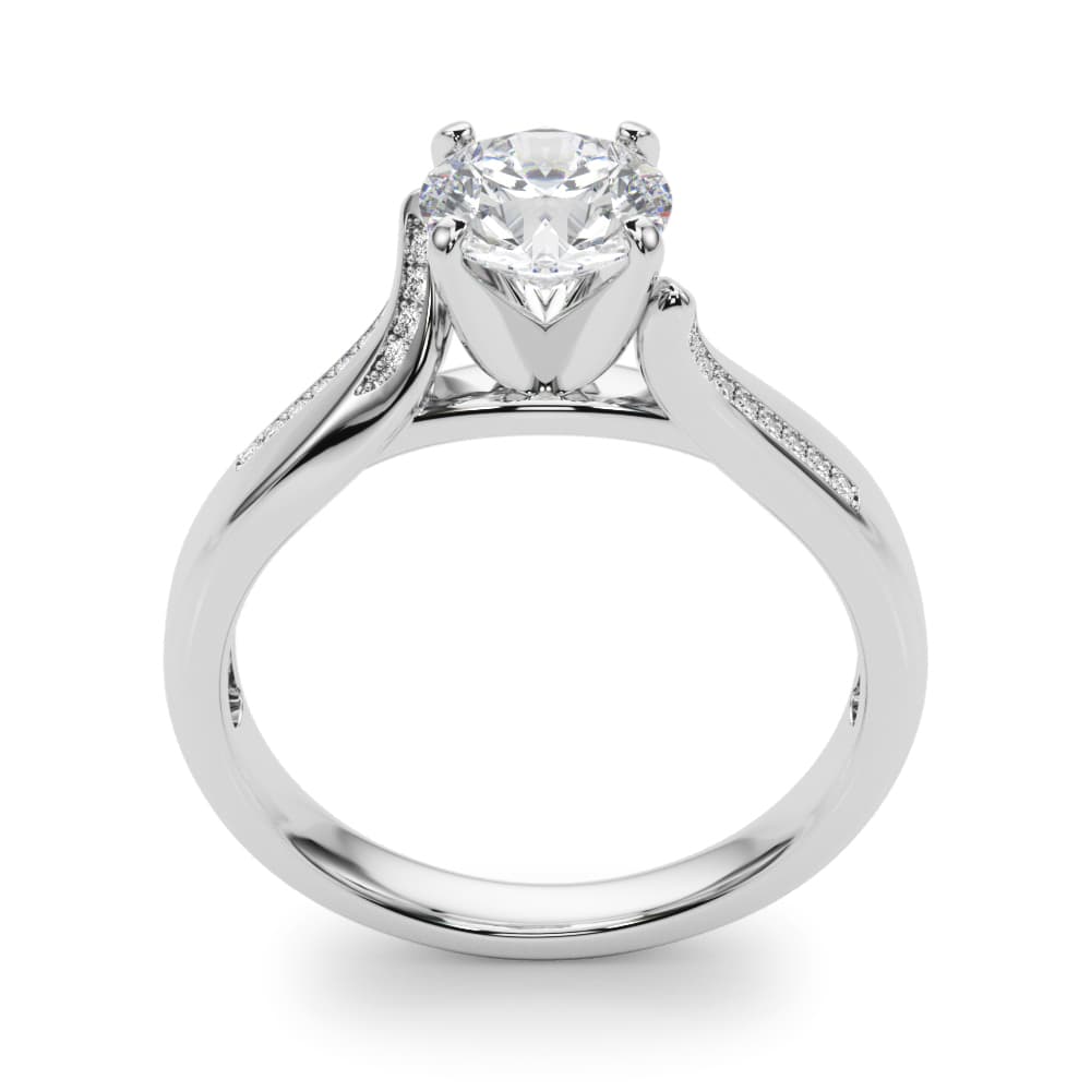 Solitaire Cathedral Engagement Ring, style 50859, Top view in white gold or platinum