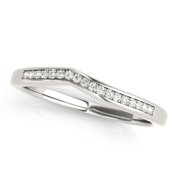 Prong In Channel Curved Wedding Band — White Gold