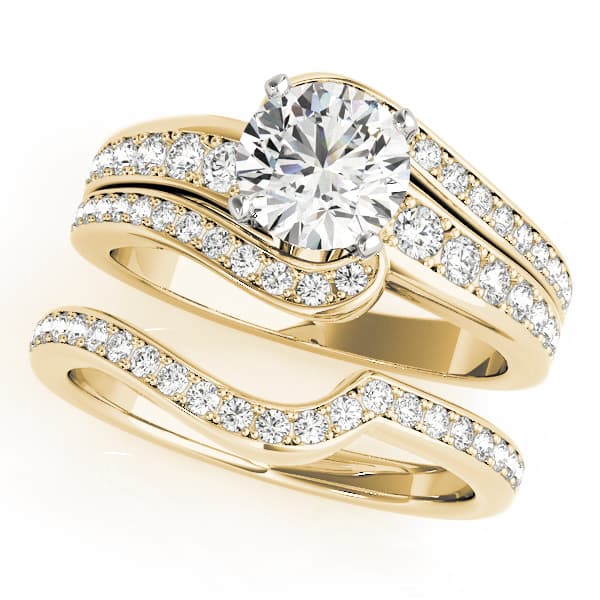 Bypass Multi-Row Engagement Ring, style 50860, On hand view in yellow gold