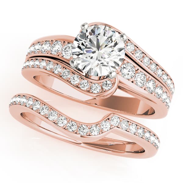 Bypass Multi-Row Engagement Ring, style 50860, On hand view in rose gold