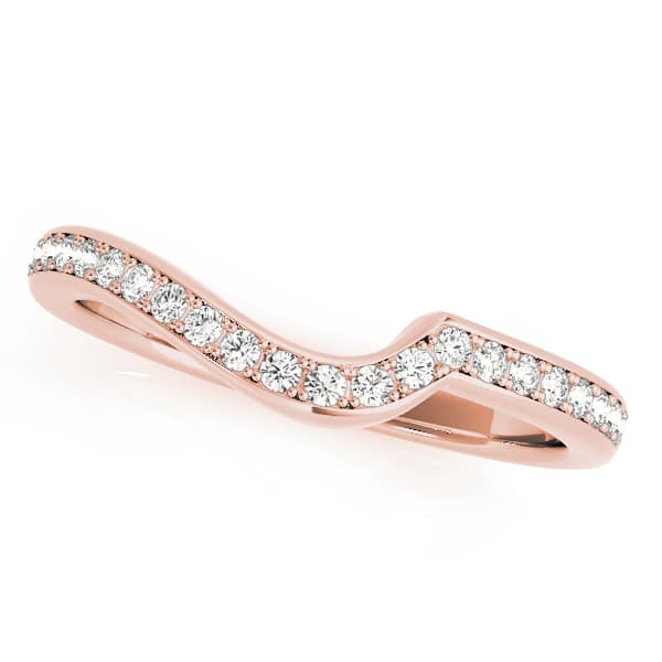 Prong-In-Channel Curved Wedding Band (1/8 ct. tw.), Front view in rose gold