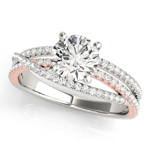 Bypass Split Shank Engagement Ring in White gold