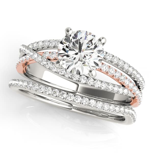 Bypass Split Shank Engagement Ring, style 50862, On hand view in white gold or platinum