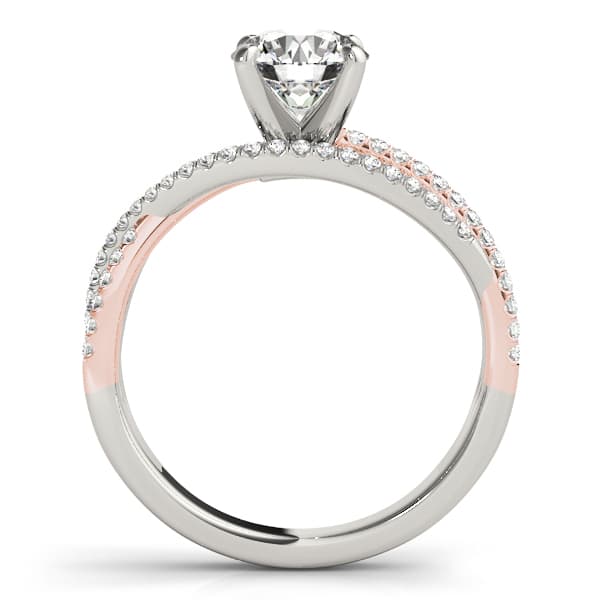 Bypass Split Shank Engagement Ring, style 50862, Side view in white gold or platinum