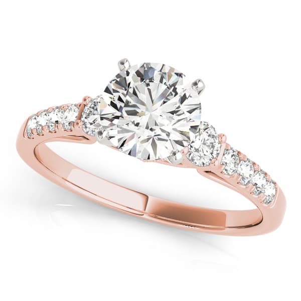 Single Row Engagement Ring, style 50863, Front view in rose gold