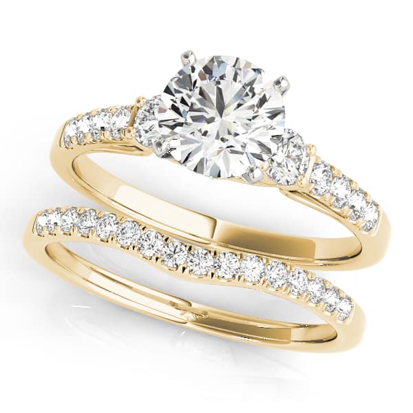 Single Row Engagement Ring, style 50863, On hand view in yellow gold