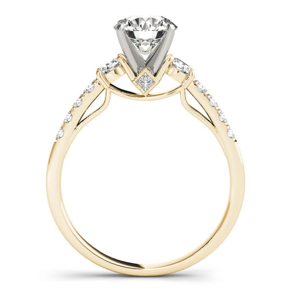 Single Row Engagement Ring, style 50863, Side view in yellow gold