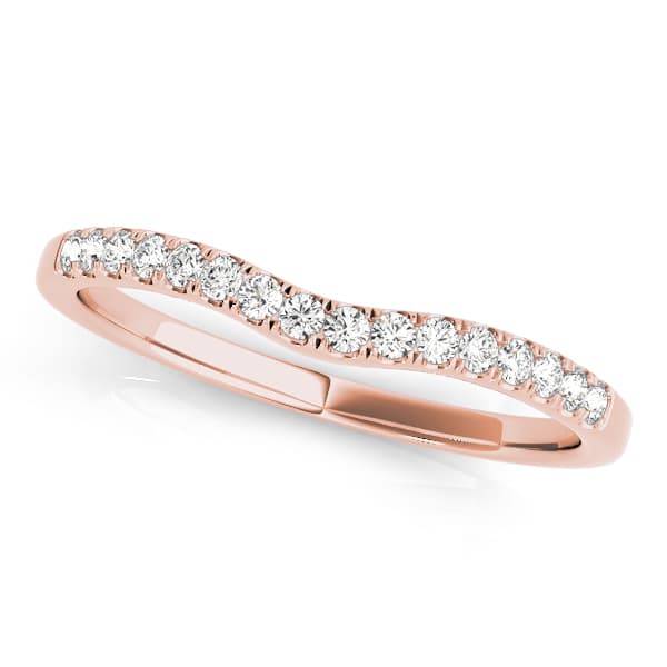 Curved Wedding Band (1/8 ct. tw.), Front view in rose gold