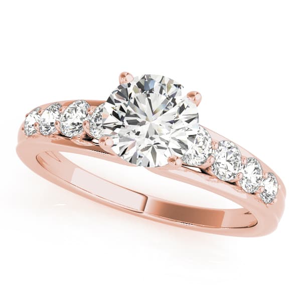 U-Prong Single Row Round Engagement Ring, style 50864, Front view in rose gold