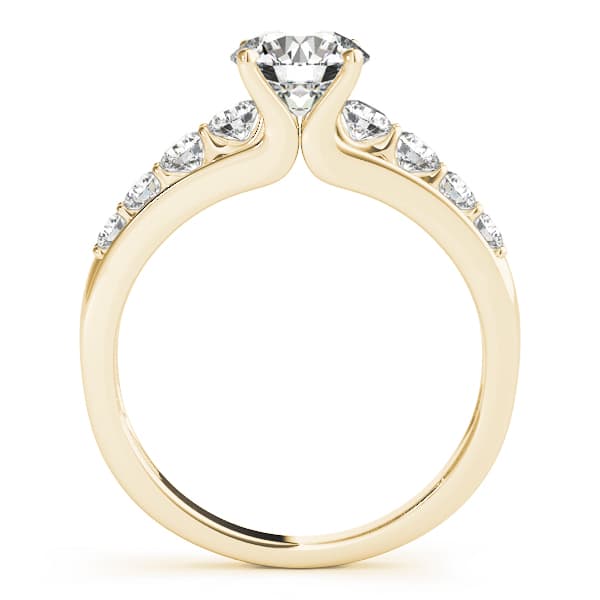 U-Prong Single Row Round Engagement Ring, style 50864, Side view in yellow gold