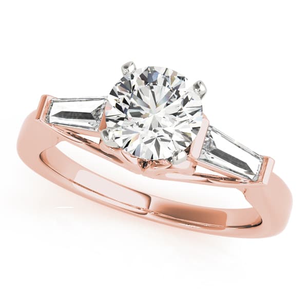 3-Stone Baguette & Round Engagement Ring, style 50865, Front view in rose gold