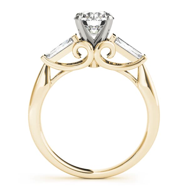 3-Stone Baguette & Round Engagement Ring, style 50865, Side view in yellow gold