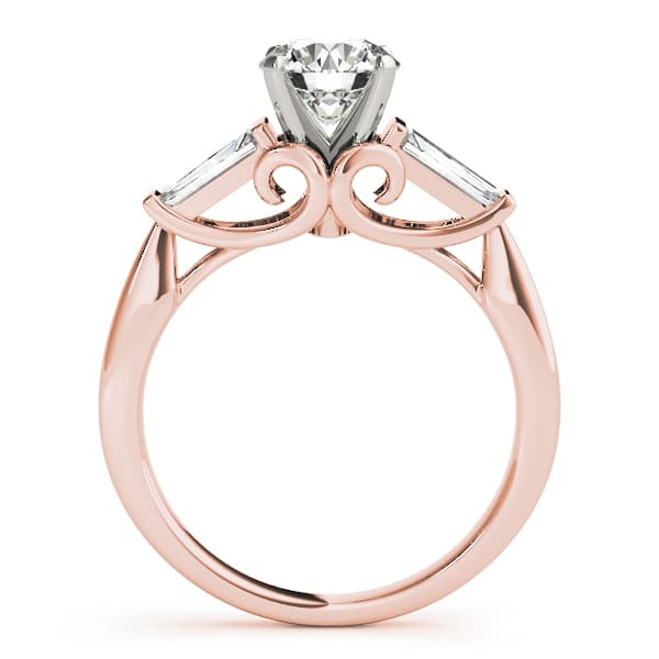 3-Stone Baguette & Round Engagement Ring, style 50865, Side view in rose gold