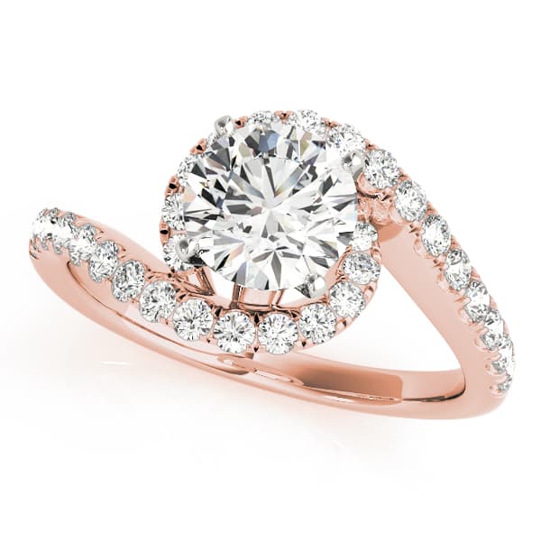 Bypass Prong Set Halo Engagement Ring, style 50866, Front view in rose gold