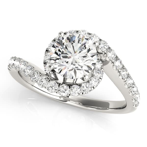 Bypass Prong Set Halo Engagement Ring — style 50866 in 10k White Gold