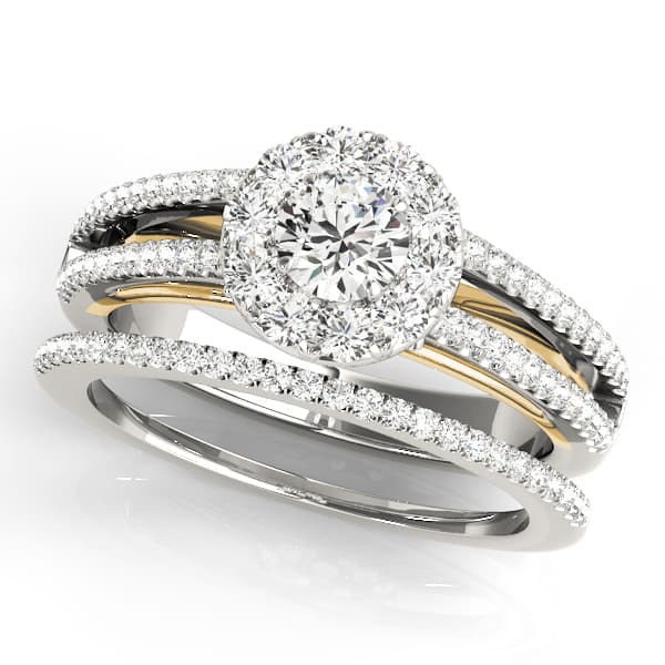 Engagement Ring, style 50867, On hand view in yellow gold