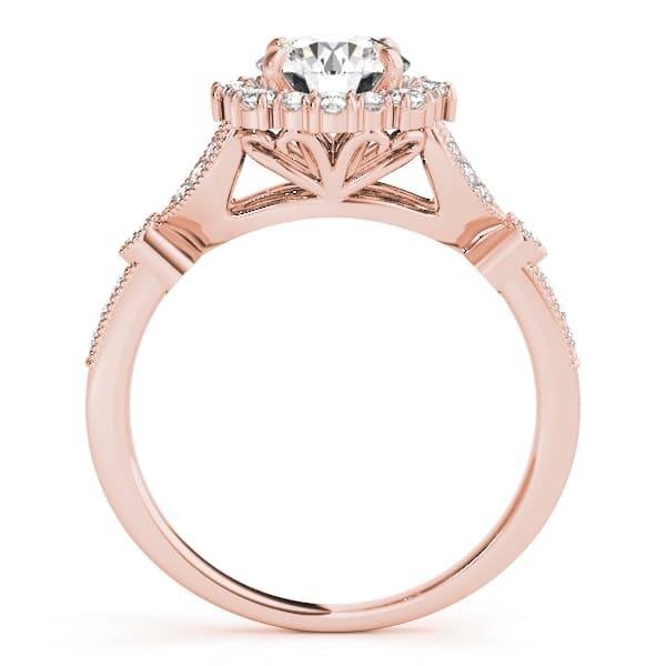 Round Halo Vintage-Inspired Engagement Ring, style 50868, Side view in rose gold