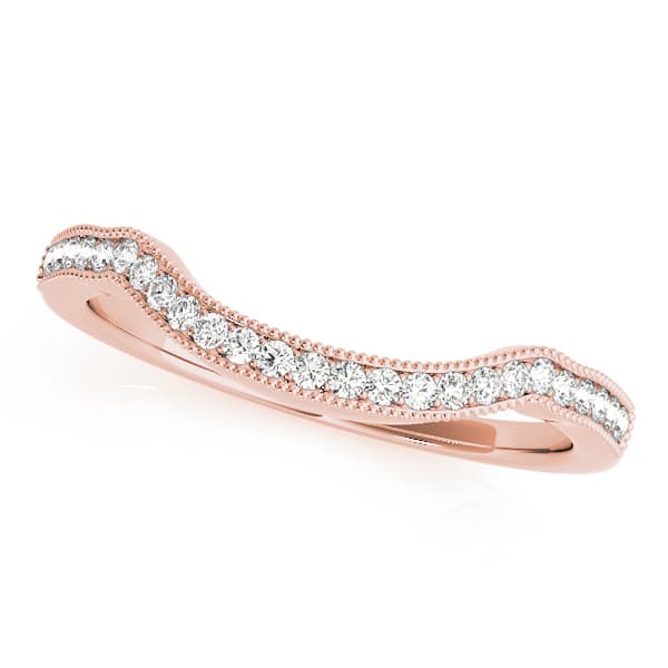 Curved Milgrain Wedding Band (0.15 ct. tw.), Front view in rose gold