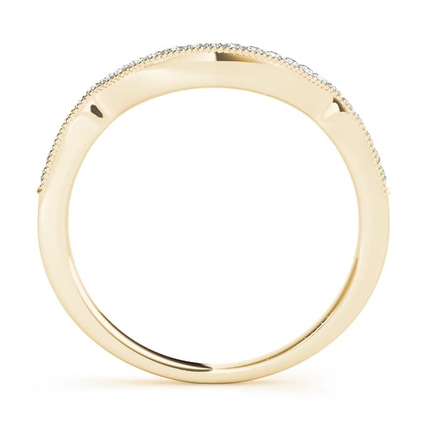 Curved Milgrain Wedding Band (0.15 ct. tw.), Side view in yellow gold