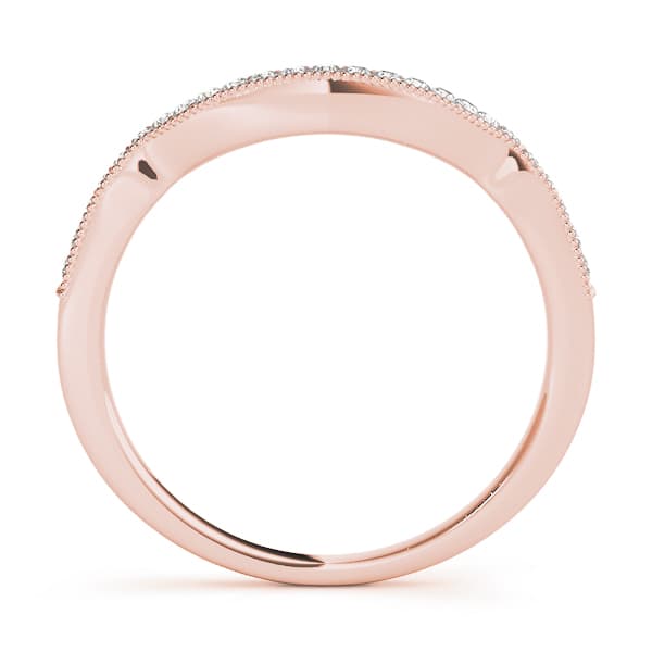 Curved Milgrain Wedding Band (0.15 ct. tw.), Side view in rose gold