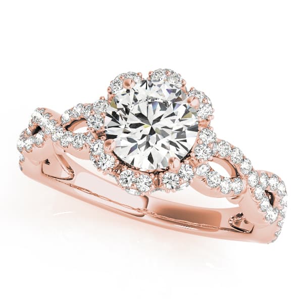 Twisted Shank Halo Engagement Ring, style 50870, Front view in rose gold