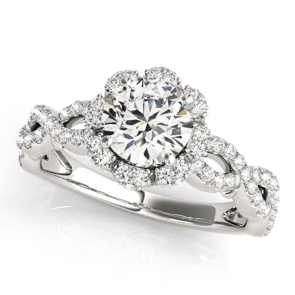 Twisted Shank Halo Engagement Ring — style 50870 in 10k White Gold