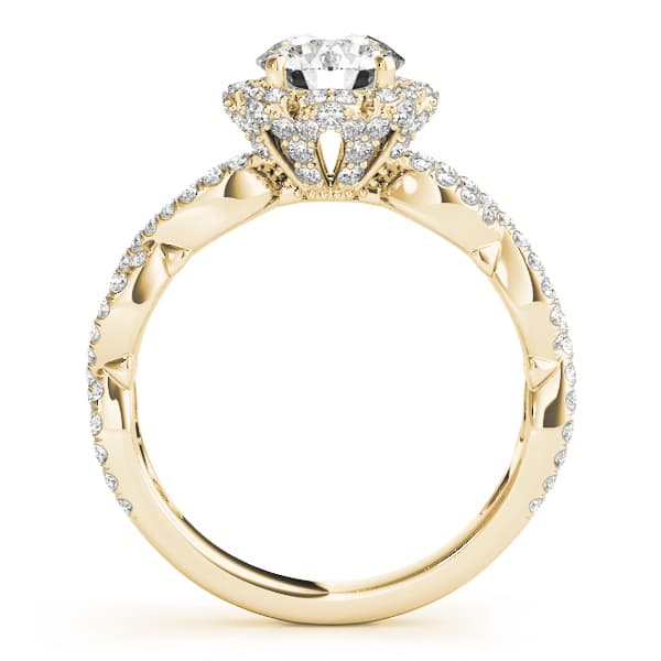 Twisted Shank Halo Engagement Ring, style 50870, Side view in yellow gold