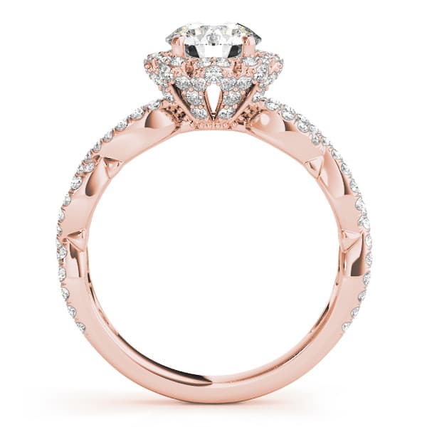 Twisted Shank Halo Engagement Ring, style 50870, Side view in rose gold