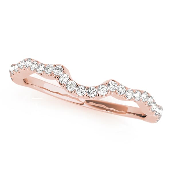 Split Prong Curved Wedding Bands (0.19 ct. tw.), Front view in rose gold