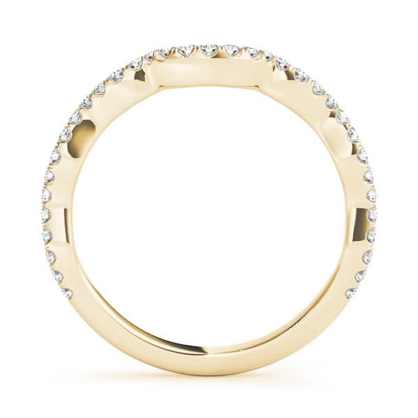 Split Prong Curved Wedding Bands (0.19 ct. tw.), Side view in yellow gold