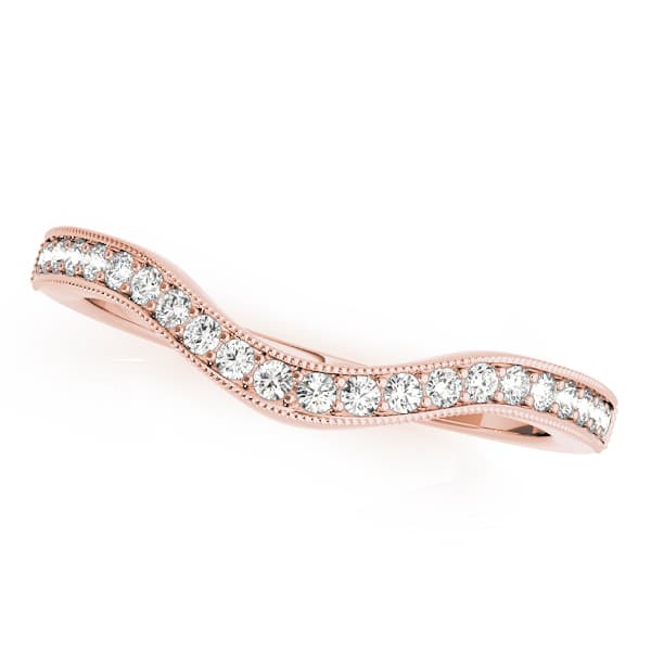 Milgrain Curved Wedding Bands (0.22 ct. tw.), Front view in rose gold