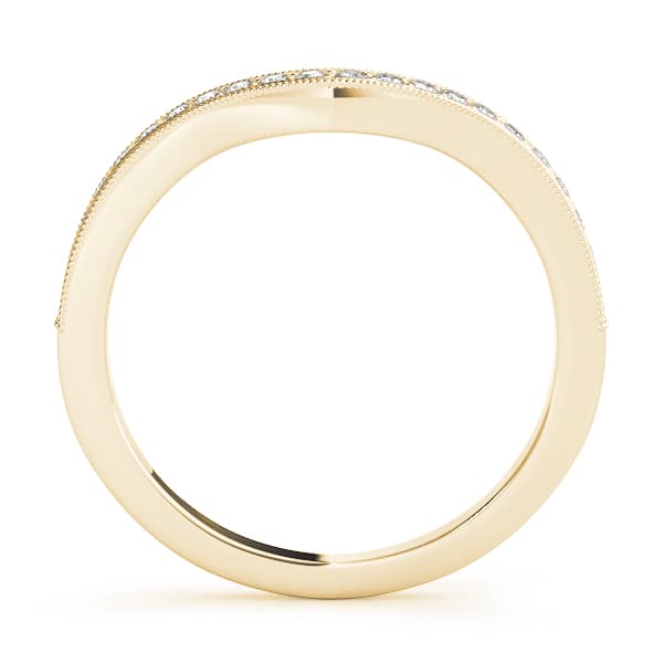 Milgrain Curved Wedding Bands (0.22 ct. tw.), Side view in yellow gold