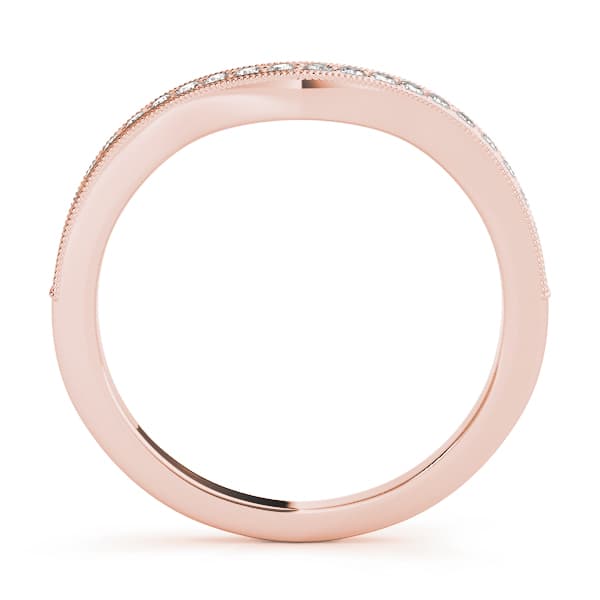Milgrain Curved Wedding Bands (0.22 ct. tw.), Side view in rose gold