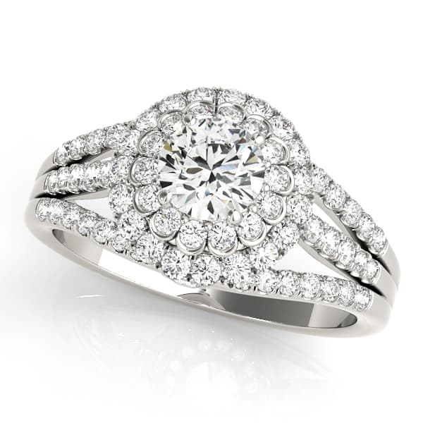 Vintage Multirow Double Halo Engagement Ring — style 50872 in 10k White Gold