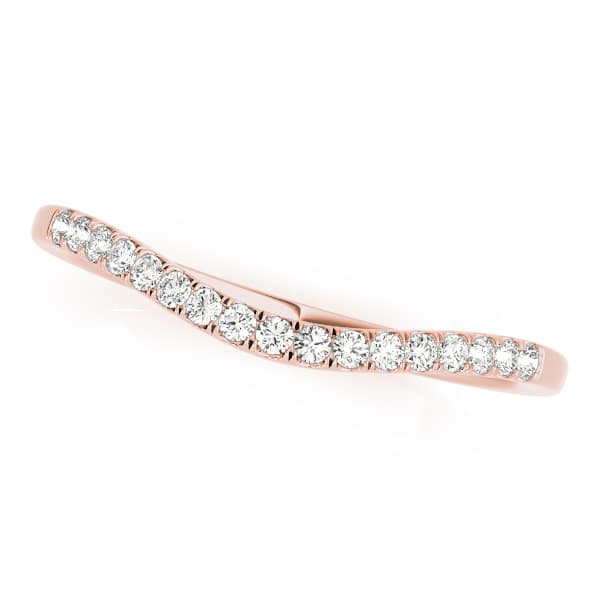 U-Prong curved Wedding Band (1/8 ct. tw.), Front view in rose gold
