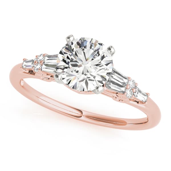 Tapered Baguette Engagement Ring, style 50873, Front view in rose gold