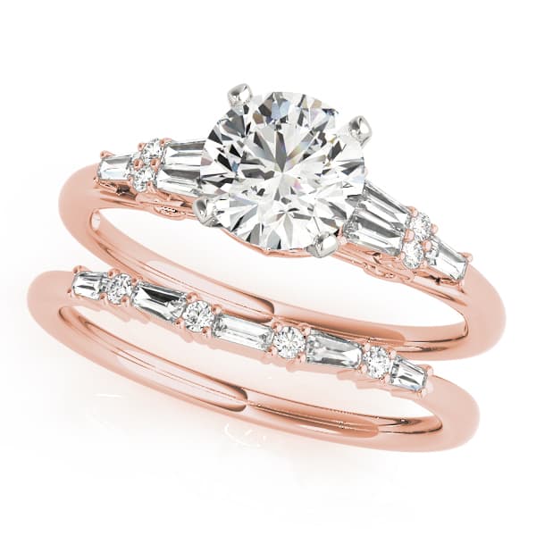 Tapered Baguette Engagement Ring, style 50873, On hand view in rose gold